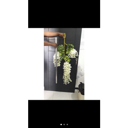 Bunga Plastik Wisteria Panjang Kanan Kiri Pendek. harga per lusin-Putih