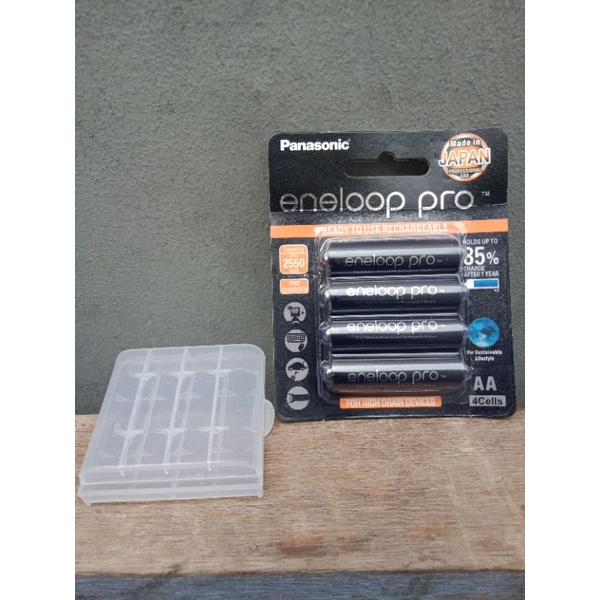 Battery charger panasonic eneloop pro AA 2550mah isi 4 pcs baterai + kotak baterai