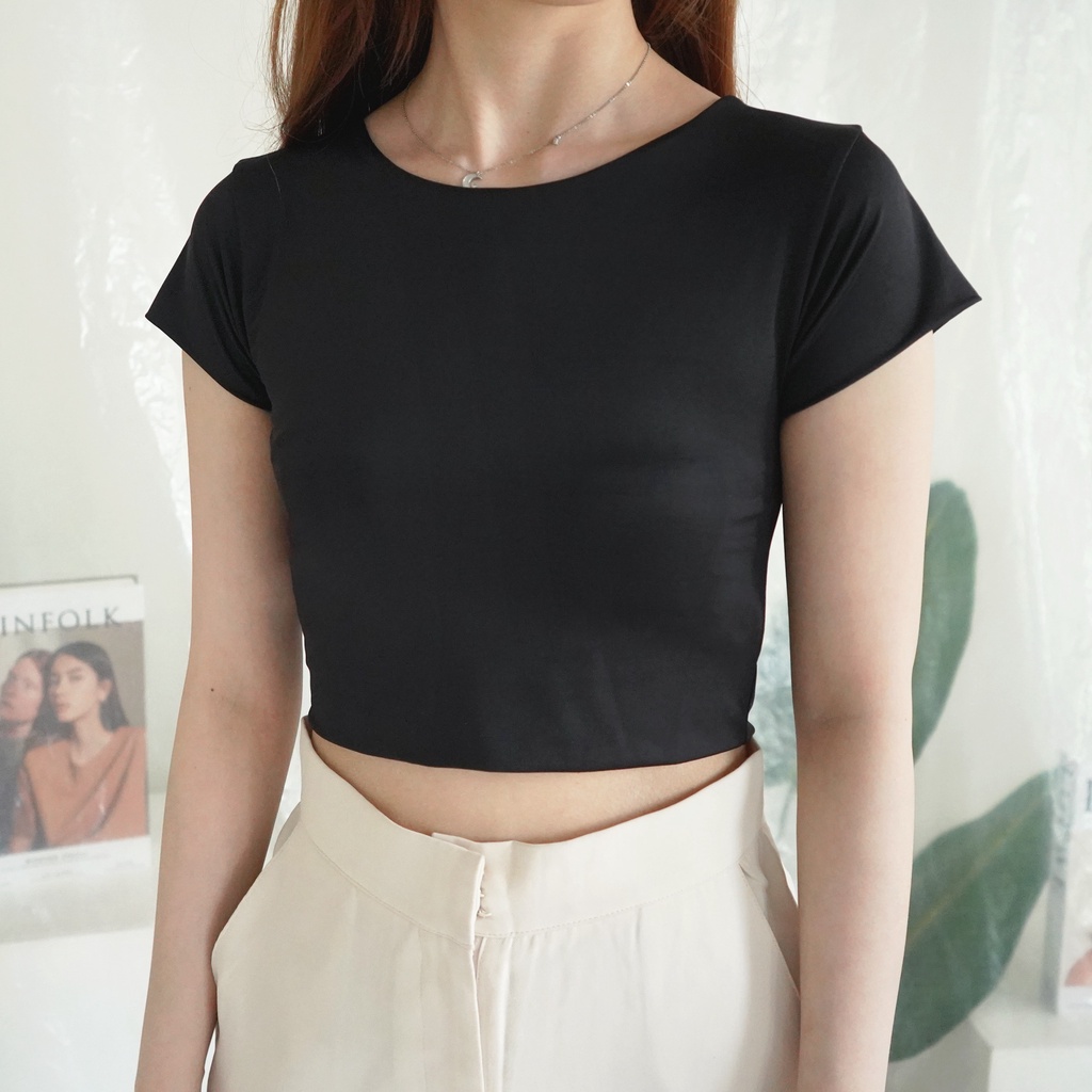Korean Crop Top Kaos Pendek Crop Tee Baju Atasan Wanita 003