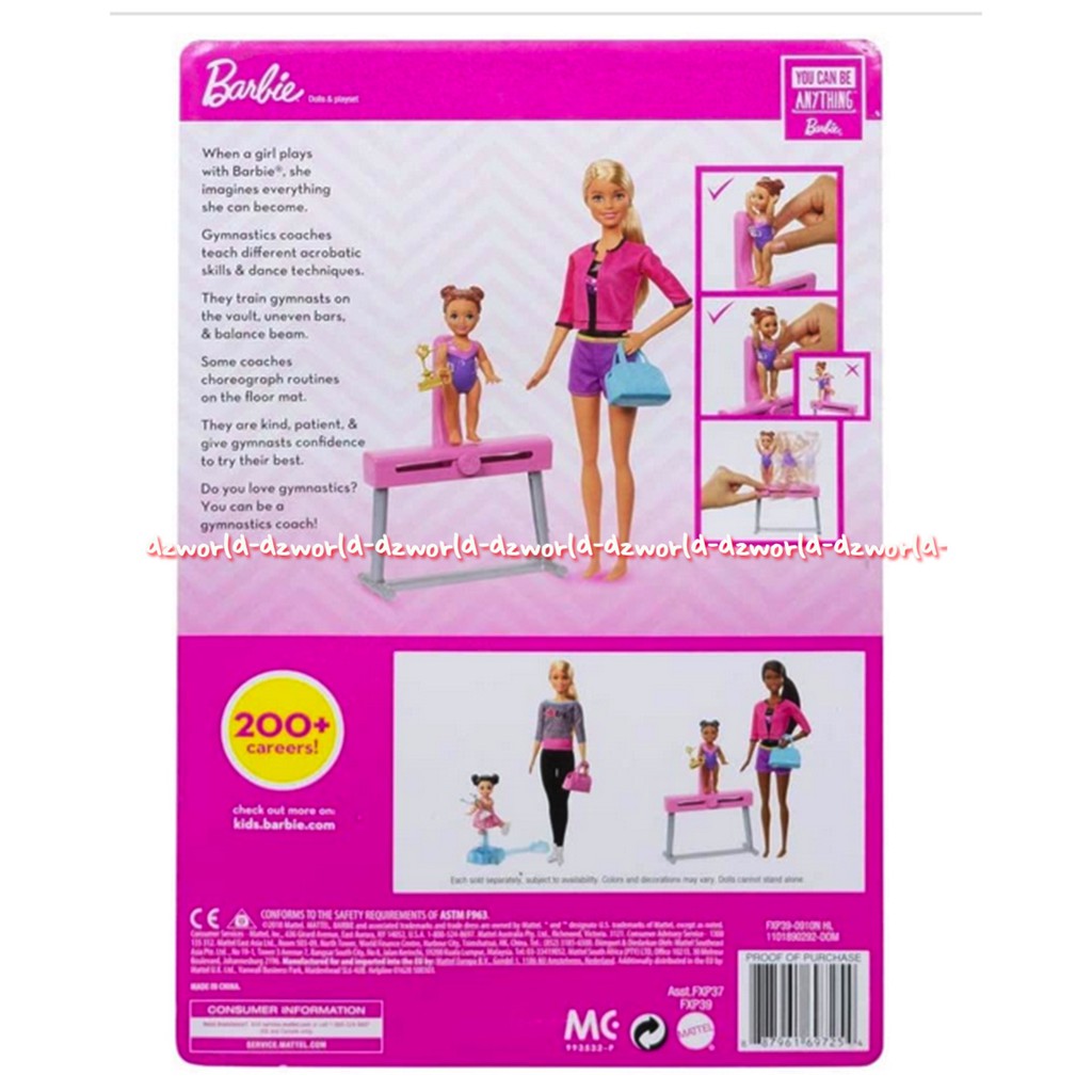 Barbie Gymnastics Coach Mainan Boneka Berbi Dengan Anak Pelatih Gym