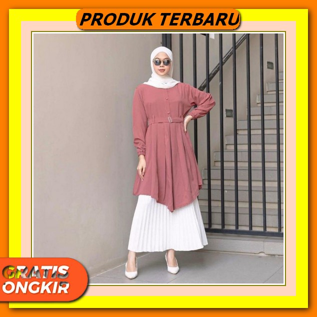Silahkan Baju Tunik Wanita Terbaru 2021 Tunic Import Cewek Lengan Panjang Bahan Kaos Adem Polos Keki