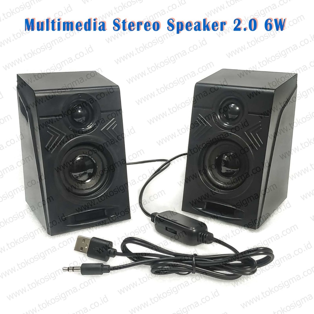 Multimedia Stereo Speaker 2.0 Jek 3.5mm TRS 6W Vol Ctrl USB power 101