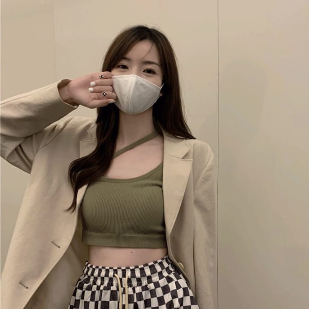 Victoria Tanktop Crop Top Tali Samping Korean Cross Tanktop Stylish Wanita Toga Padded Tanktop Crop Tanktop Bra With Cup Tanpa Kawat Import 1108