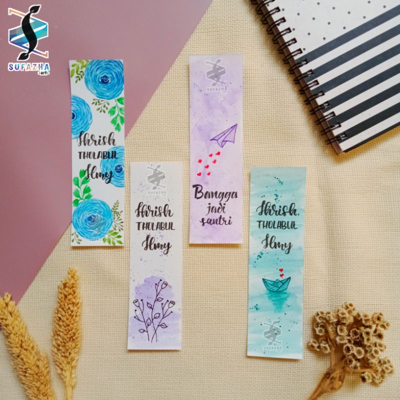 

Custom Pembatas Buku Bookmark Aesthetic Lukisan Tangan Watercolor
