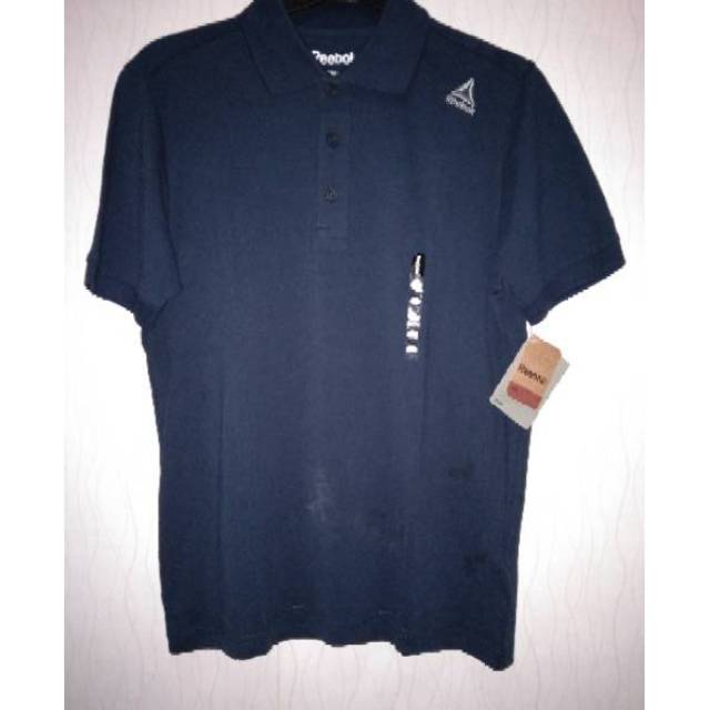 Original 100 % Kaos kerah polo shirt cotton Reebok Navy