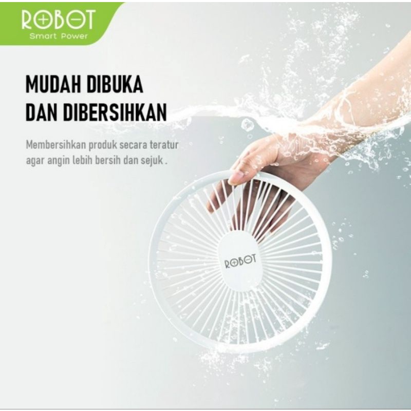 ROBOT USB Portable Mini Fan RT-BF16 4000 mAH Kipas Angin LED