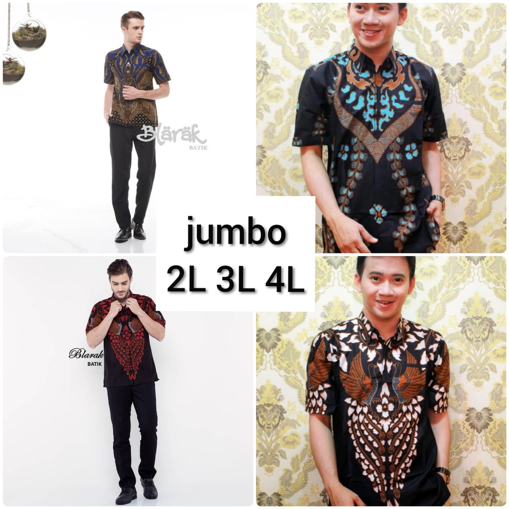 HEM BATIK LENGAN PENDEK BLARAK UKURAN JUMBO 2L-4L