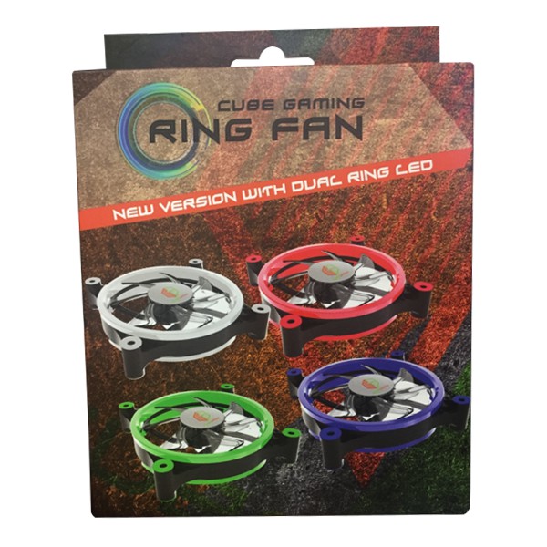 CUBE GAMING DOUBLE RING FAN V2.0 12CM 1300RPM GREEN LED