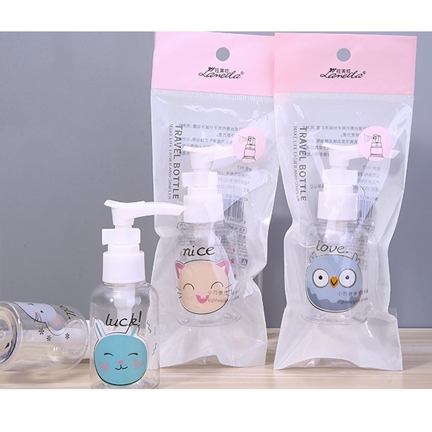 Empty Bottle Pump Cute Animal Traveling Bottle Transparent Botol Pump Kosong 1 Pcs size 50 ml 75 ml 100 ml Pompa Botol Transparan