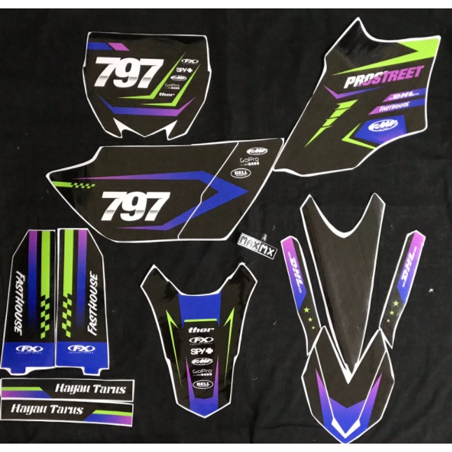 DECAL STIKER YAMAHA YZ 85 NEW DEKAL STIKER VARIASI STRIPING CUSTOM FULLBODY HITAM BIRU