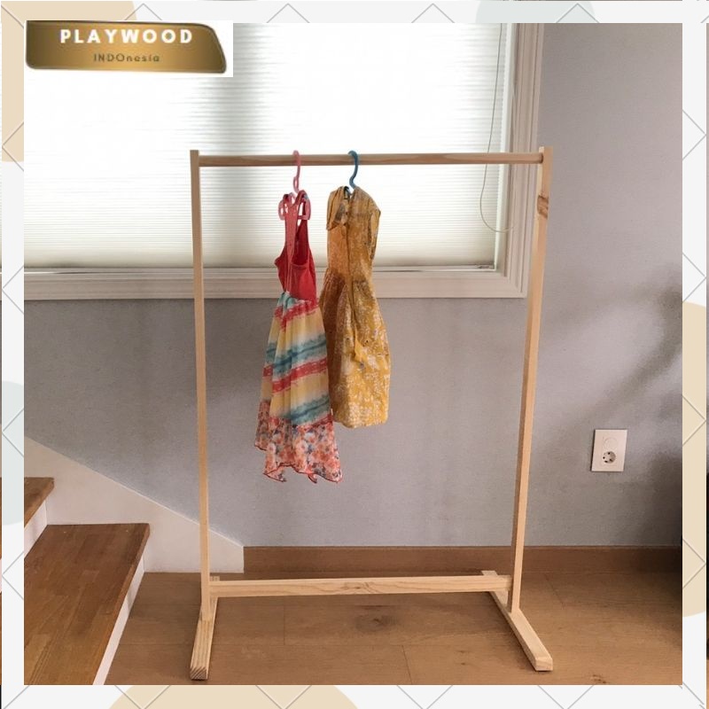 Simple Stand Hanger / Stand Hanger Butik / Gantungan  Baju Kayu Serbaguna / Gantungan Korea Aesthetic / Gantungan Baju Anak / Gantungan Baju Bayi