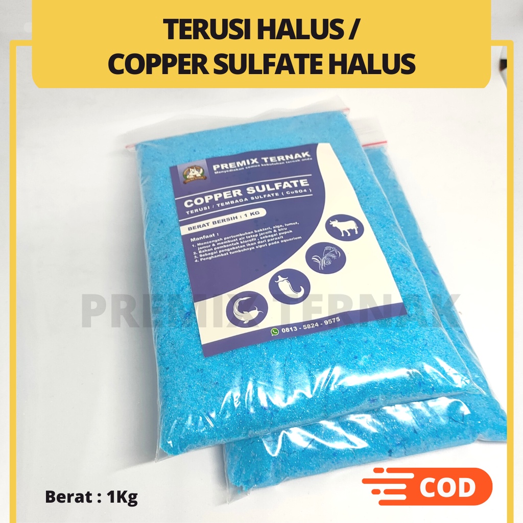 TERUSI 1 kg - COPPER SULPHATE 1kg - Copper Sulfate 1kg - CuSO4 1kg - Tembaga Sulfat 1kg - Tembaga Sulfate 1kg - Cupri Sulfate 1kg