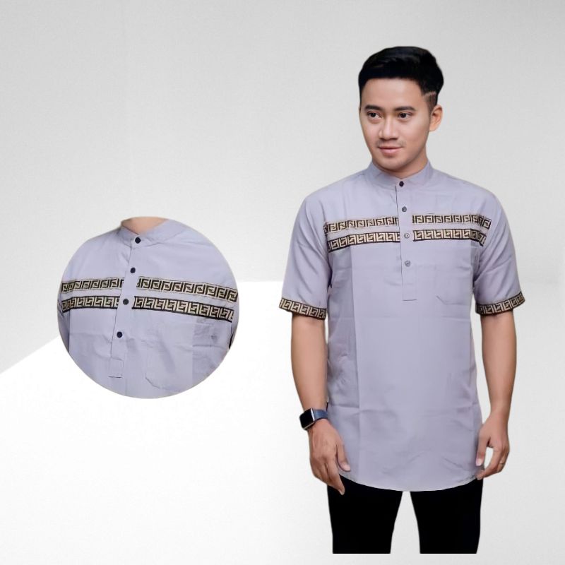 Baju Koko Kurta Pria Toyobo Import Pakaian Muslim Pria Koko Pakistan Lengan Pendek Kemeja Muslim Size M L XL