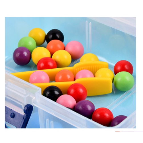 TUBE CLAMPING BALL / Mainan Edukasi Anak Montessori Toys Sorting Colorful Beads / Bola-Bola Kayu Manik-Manik Warna-Warni / Mainan Susun Urutan Warna Bola di Tabung Reaksi