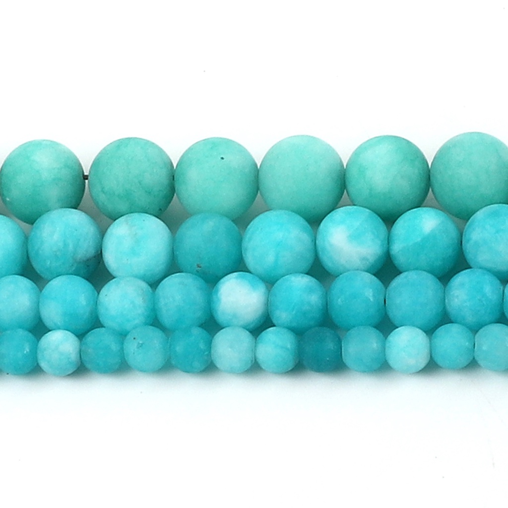 38-95 Pcs 4-10Mm Frosted Alami Amazonite Manik-manik Bulat untuk DIY Membuat Perhiasan Temuan Kalung Gelang Anting-Anting