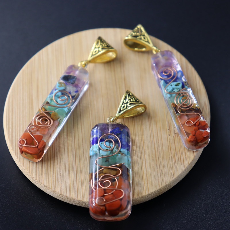 Kalung Rantai Liontin Batu Kristal Orgonit Hex Chakra 7 Chakra Untuk Wanita