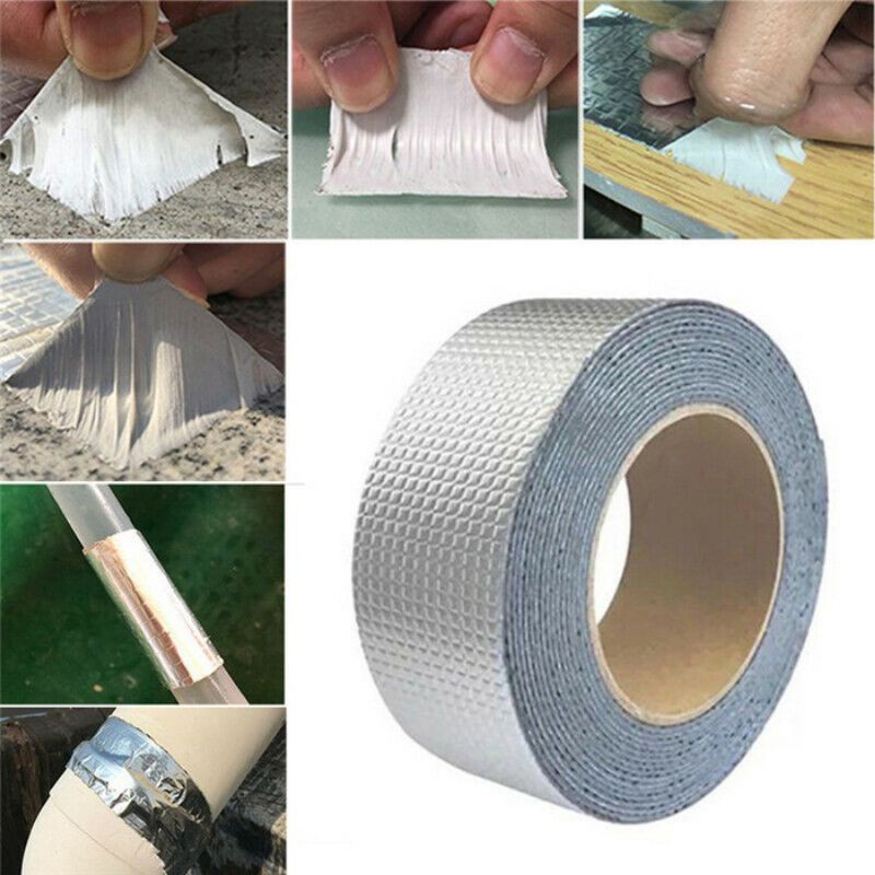 TERMURAH 5X5 METER Penambal Lakban Anti Bocor Lem Anti Air Aluminium Foil Butyl Super Waterproof Tape Tambal Silver Ukuran 5 CM X 5 METER / 3 METER