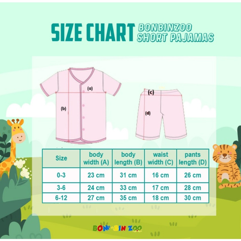 Pointelle Bonbinzoo Setelan Pendek Polos Warna Lembut Boy Girl Pastel Bayi dan Anak SNI 0-3 / 3-6 / 6-12m CBKS