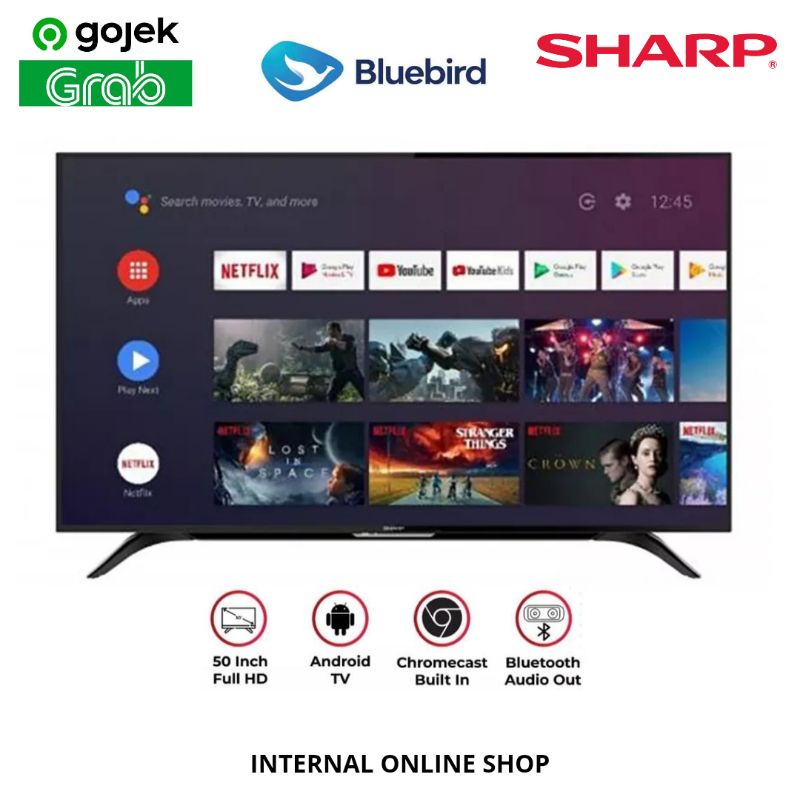 SHARP 2T-C50BG1i Smart TV 50 Inch Android TV Garansi Resmi