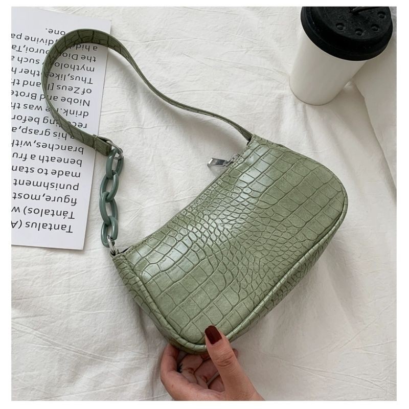 tas bahu wanita shoulder bag mini croco rantai import