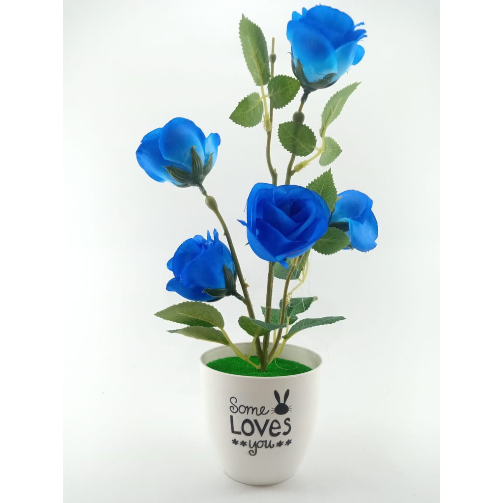 COD BUNGA PLASTIK BUNGA PAJANGAN IMITASI BUNGA ARTIFISIAL BUNGA MAWAR TANAMAN HIAS BP8842-BIRU