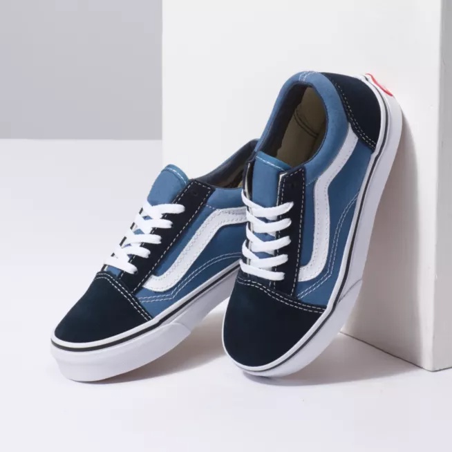 NEW Sepatu Anak Vans Oldskool Trendi Sepatu Sneakers Pria Wanita Blue Black