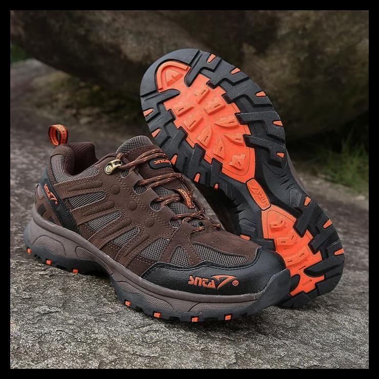 Hot Sale Sepatu Gunung Snta Original - Sepatu Outdoor Snta 434 Low - Free Buff - Brown Orange, 41