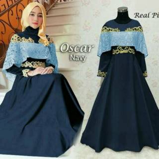 BAJU PESTA 6 WARNA GAMIS BRUKAT OSCAR MAXI DRESS BORDIR 