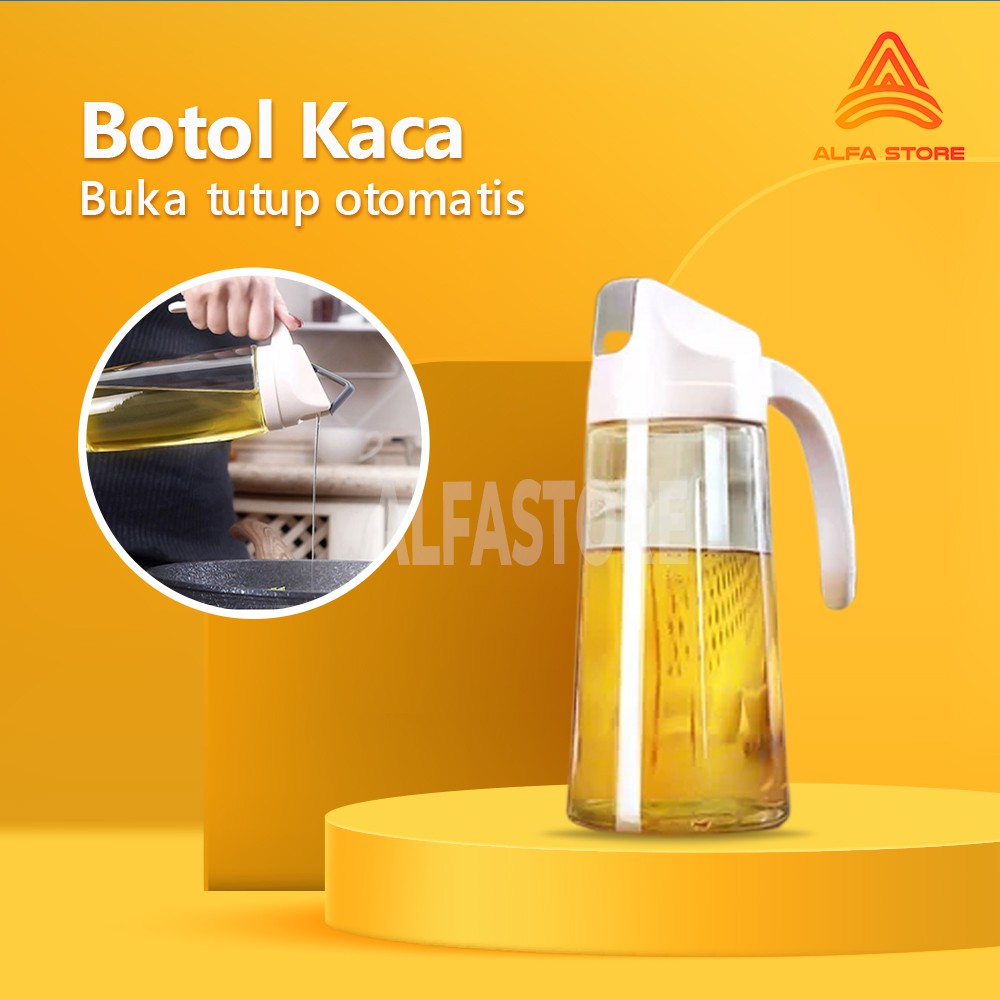 Botol Kaca Minyak Kecap Cuka Serbaguna Dengan Tutup Otomatis Anti Tumpah