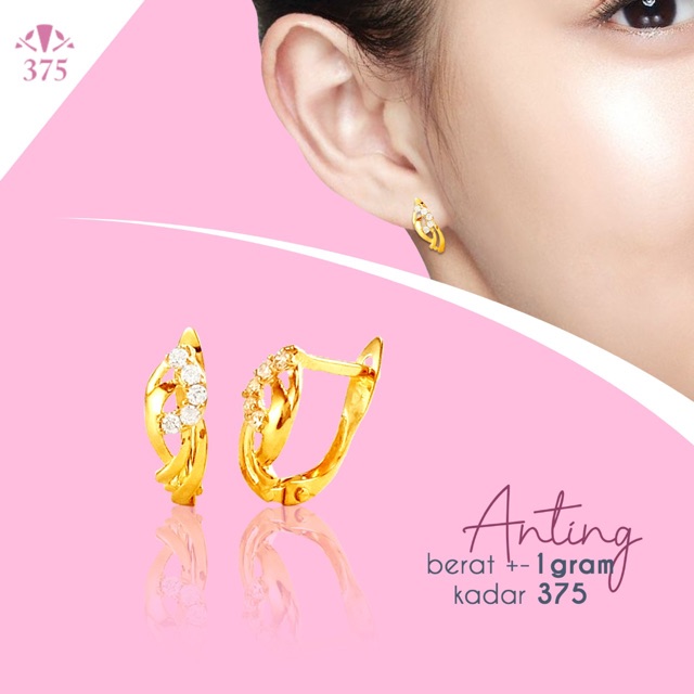 ANTING KLIP WANITA CANTIK EMAS ASLI KADAR 375