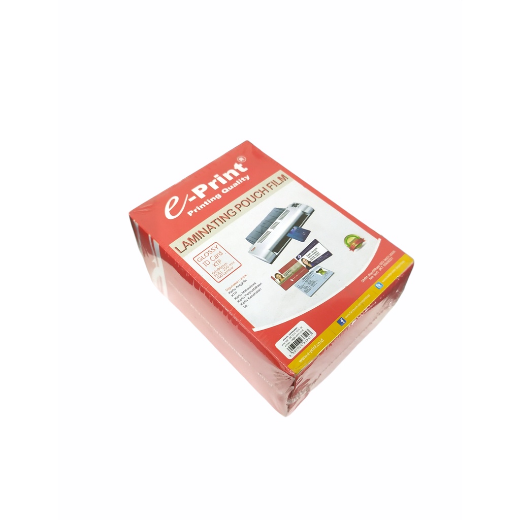 

E-Print Plastik Laminating Pouch ID Card Ukuran KTP 250 micron (100 Lembar)