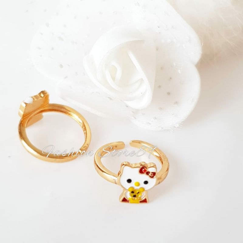 Cincin Anak Free Size Kitten Cincin lapis emas Yaxiya Replica Emas Impor Cincin Anak Karakter