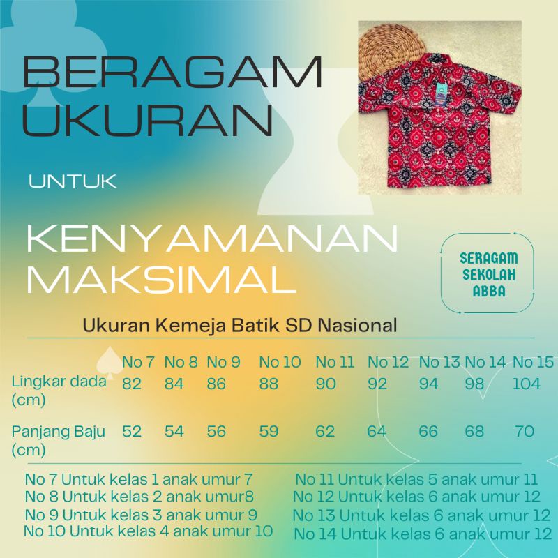 Seragam Batik SD Tunas Harapan Merah pendek Ready Stok