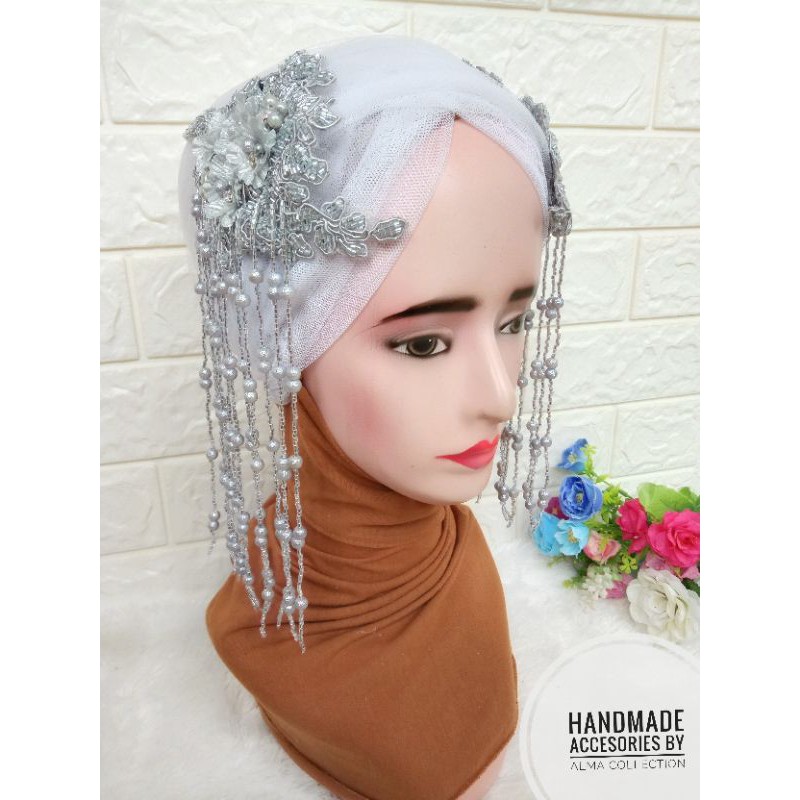 headpiece juntai rumbai full payet