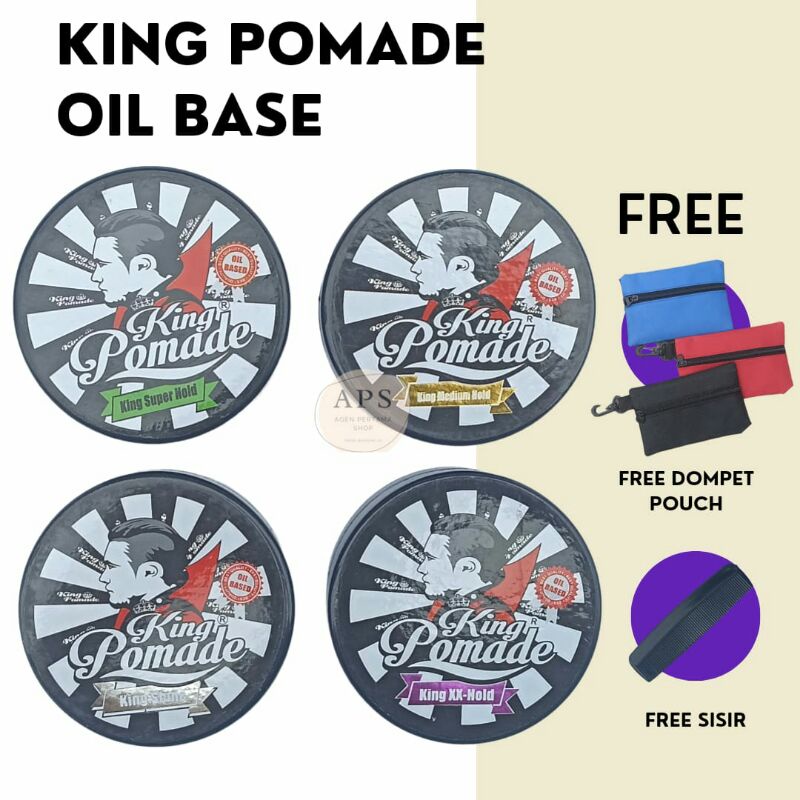 KING POMADE OIL BASE 2.19 OZ, BPOM Free Sisir dan Dompet Pouch