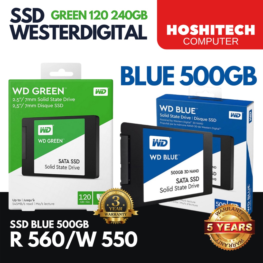 SSD WD GREEN 120GB 240GB 480GB 500GB 1TB SSD WD BLUE SATA 3DNAND RESMI