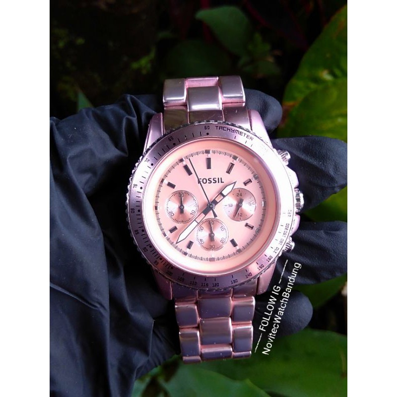 Jam tangan preloved Fossil Ch-2707 chronograph second Rosegold bekas berkualitas