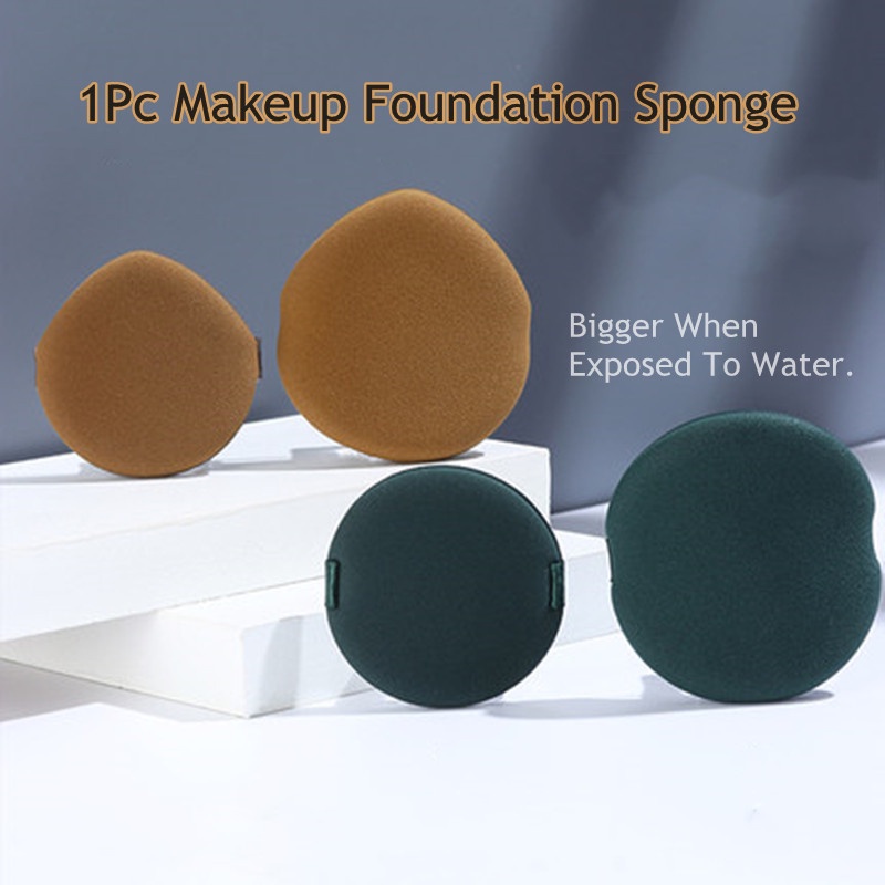 1pc Spons Puff Bentuk Bulat Untuk Foundation Cair / Krim / Concealer