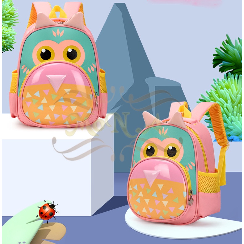 [MONA] Tas Ransel Anak Sekolah PG/PAUD  lucu keren Cewek motif timbul karakter kartun hewan 3 Dimensi - Kualitas Import Premium -M0178