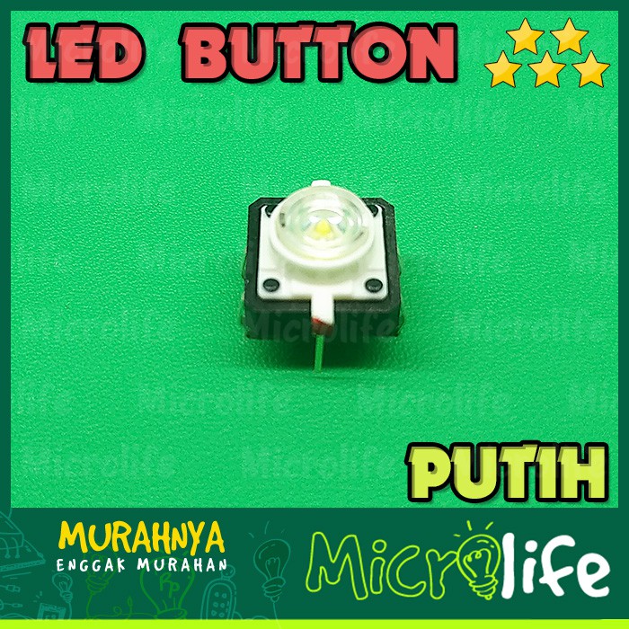 TOMBOL LED NYALA PUTIH 12x12x7.3MM