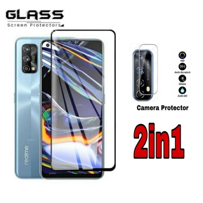 TEMPERED GLASS 9D REALME 7 7i C17 7 PRO + Tg Lensa Camera 2in1