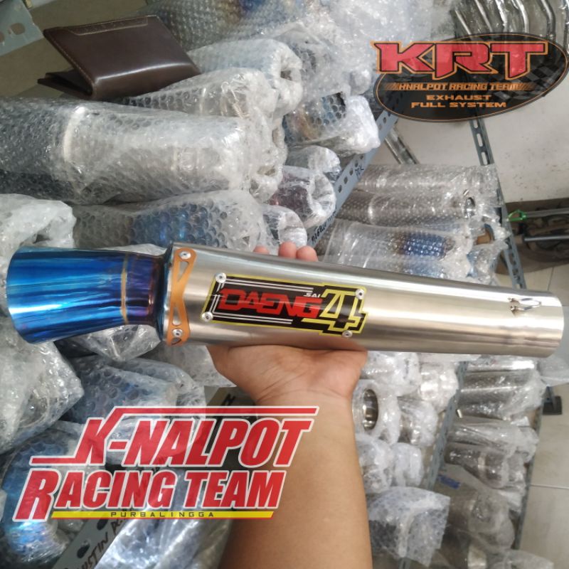 Silincer Daeng 4 Kompetisi Pucuk Biru Knalpot Racing Kontes Satria Sonic Vixion Vario Mio Beat Scoop