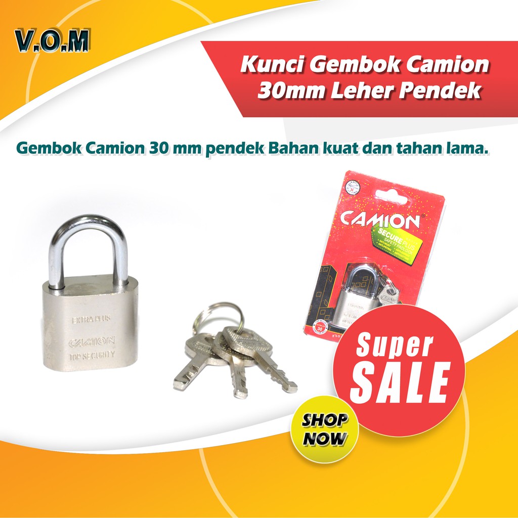 VOM-PENDEK 30 mm Kunci Gembok Camion - Gembok 30mm Leher Pendek 0544