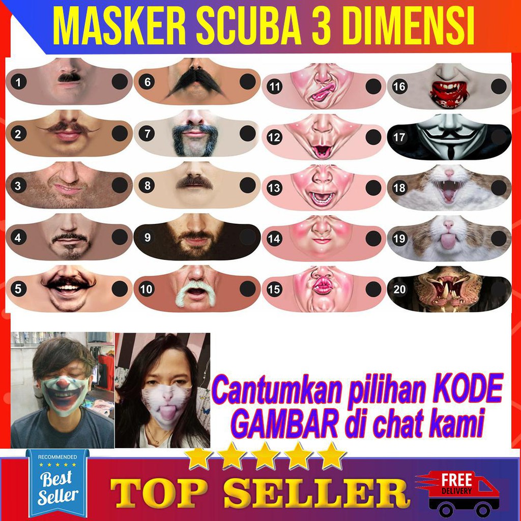 35+ Ide Masker Scuba Motif Mulut 3d