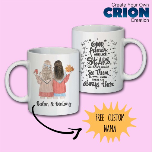 Mug Couple - Best Friend Quote - Custom Nama Hadiah/Souvenir -By Crion