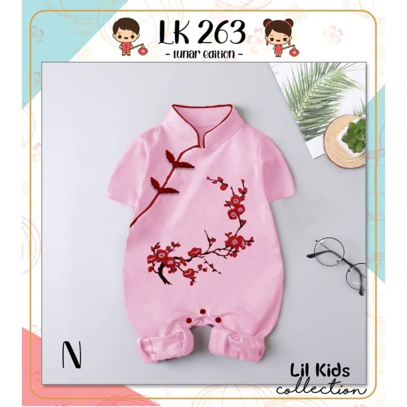 BEN BJ291 baju imlek anak bayi 0-18 bulan laki perempuan jumper balita IMPORT boy giril merah cheongsam-N
