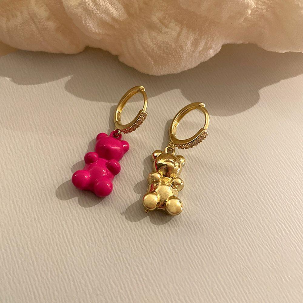 Anting Bentuk Kartun Beruang Bahan Alloy Untuk Wanita