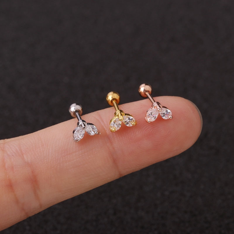 1 Pc Anting Tusuk Mini Model Bintanghati Hias Batu Zircon Untuk Wanita