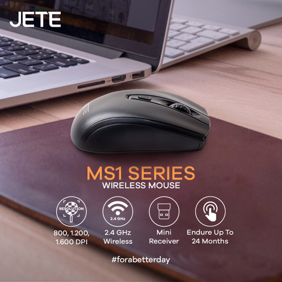 Wireless Mouse with USB Receiver JETE MS1 - Garansi Resmi 2 Tahun