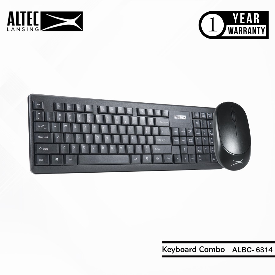 Altec Lansing Keyboard + Mouse Wireless ALBC6314 Black Silent Design